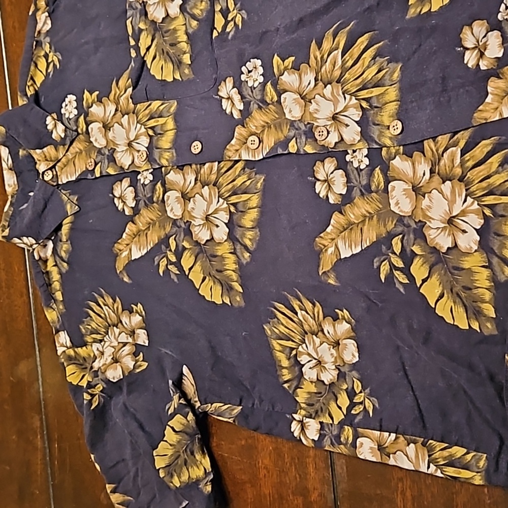 PURITAN FLORAL 100% RAYON BUTTON UP HAWAIIAN SHIRT MENS SZ M